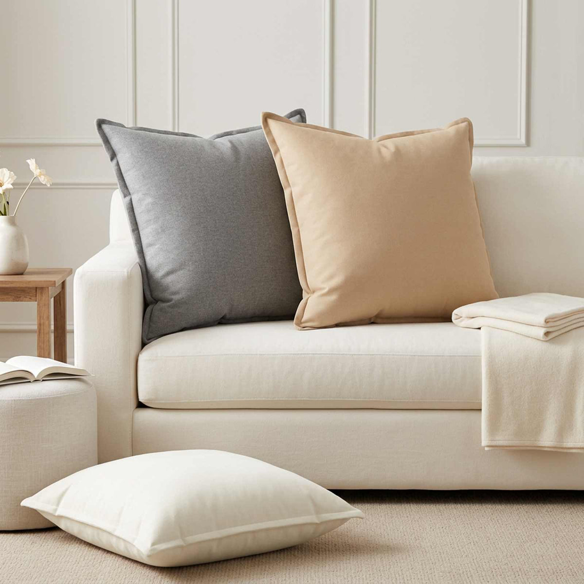 vidaXL Throw Pillow 2 pcs HOUTEN White 80 x 80 cm Faux Linen 1
