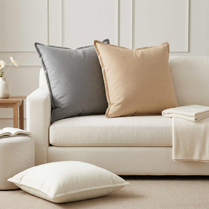 vidaXL Throw Pillow 2 pcs HOUTEN White 80 x 80 cm Faux Linen 1