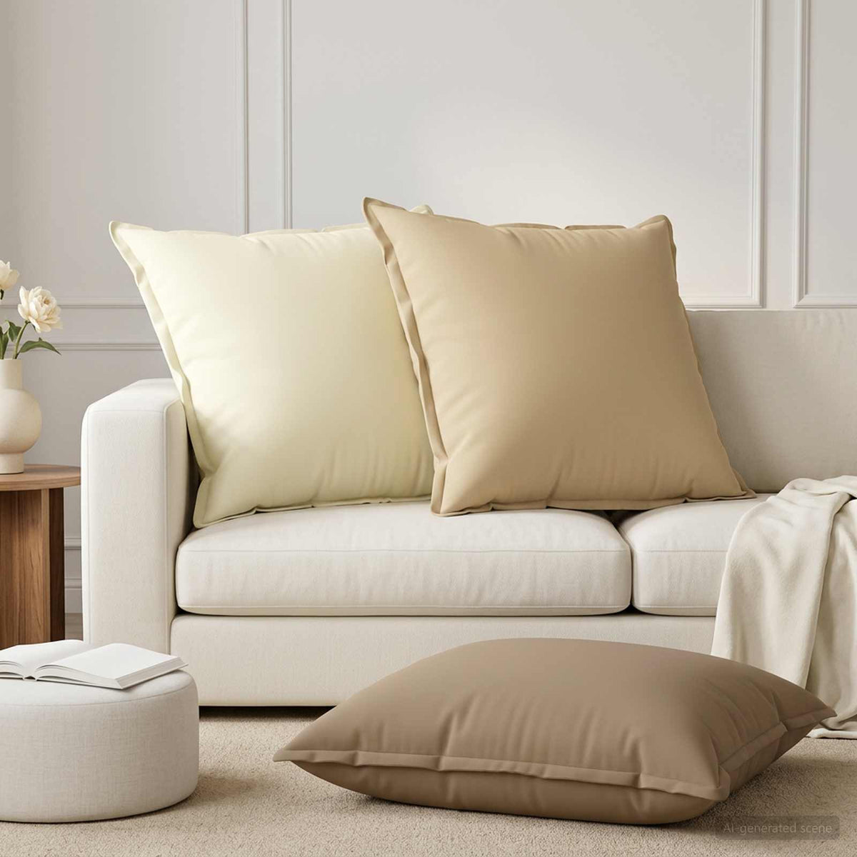 vidaXL Throw Pillow 2 pcs HOUTEN Cream 80 x 80 cm Polyester 1