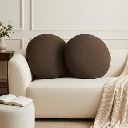 Throw Pillow HEERLEN Dia. 60 cm Fabric 6 pcs Ø 60 cm Brown