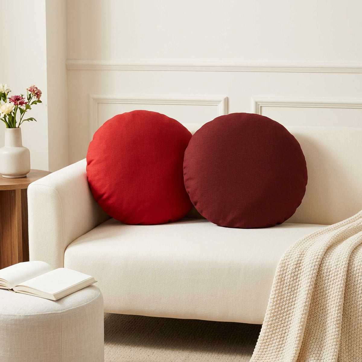 Throw Pillow HEERLEN Dia. 60 cm Fabric 6 pcs Ø 60 cm Red