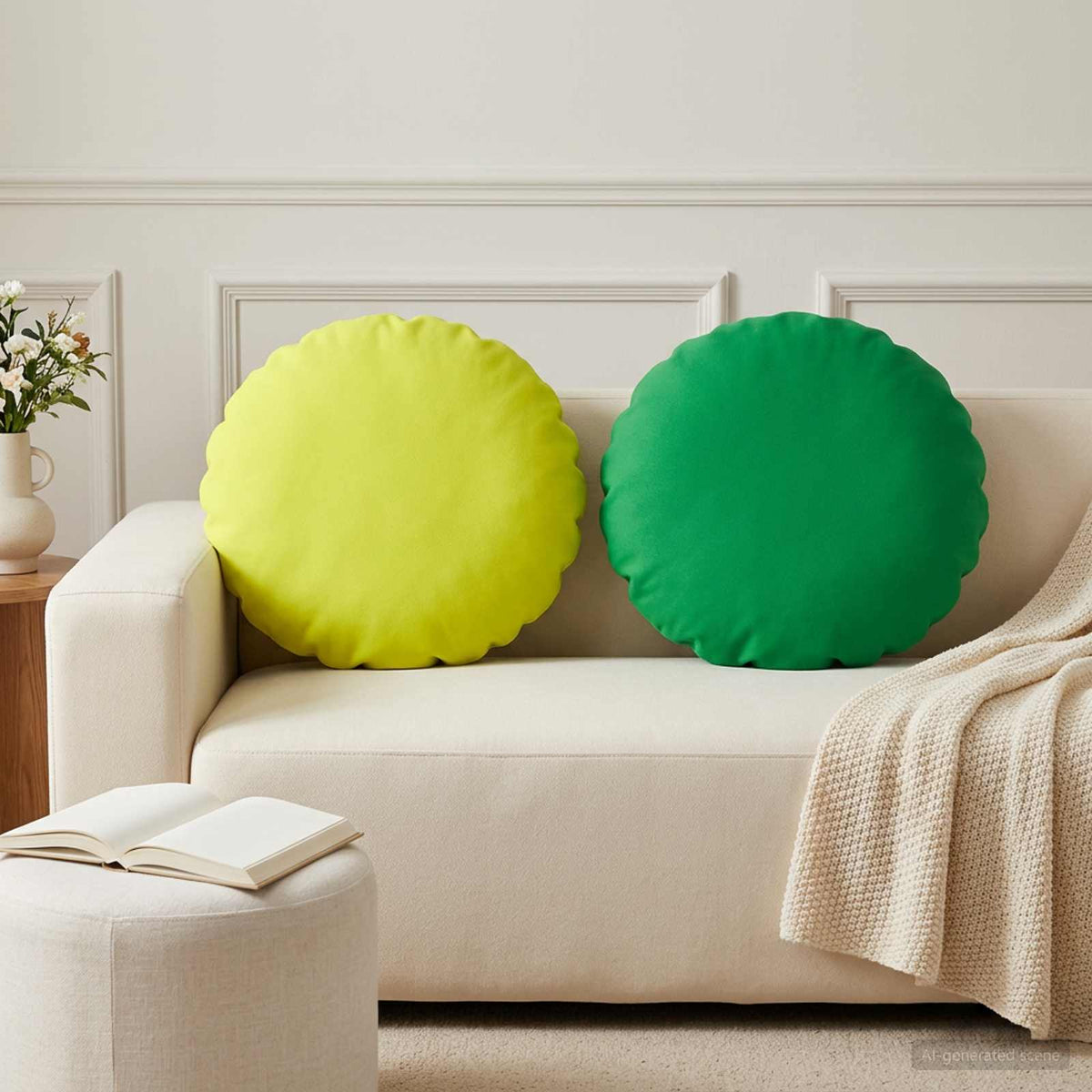 vidaXL Throw Pillow 6 pcs HEERLEN Green Dia. 60 cm Polyester 3