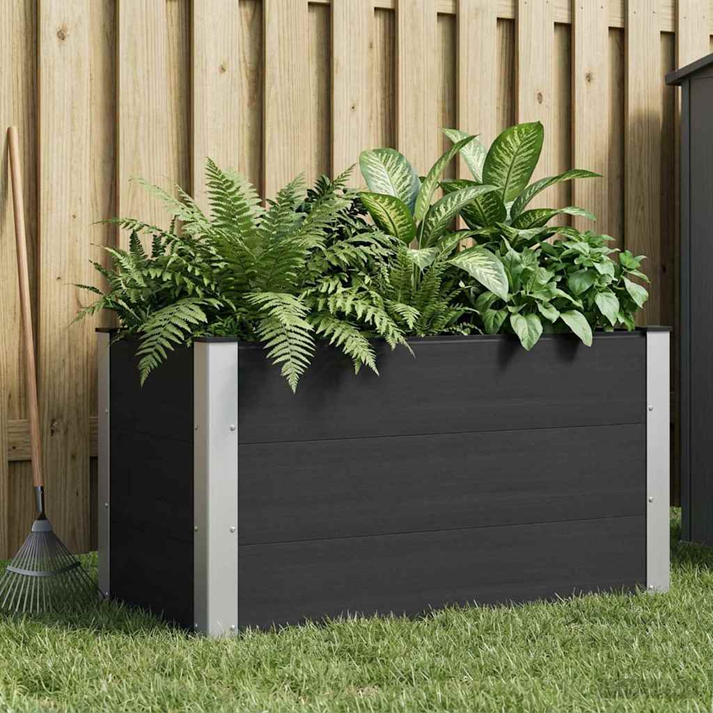 vidaXL Garden Raised Bed WPC and Aluminium Black Depth 50 cm