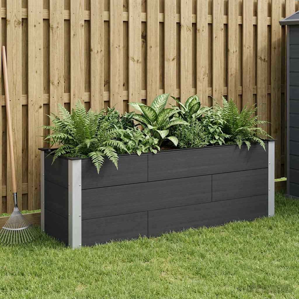 vidaXL Garden Raised Bed WPC and Aluminium Black Depth 50 cm