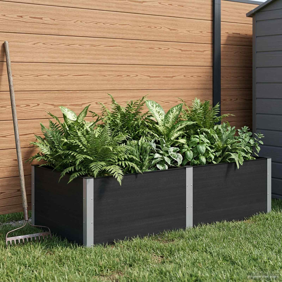 vidaXL Garden Raised Bed WPC and Aluminium Black Depth 100 cm