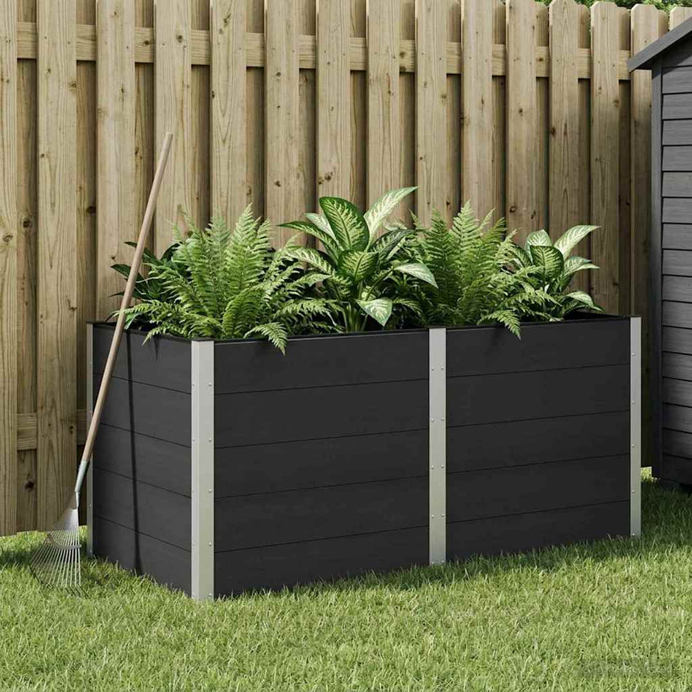 vidaXL Garden Raised Bed Black 200 x 100 x 91 cm WPC and Aluminium