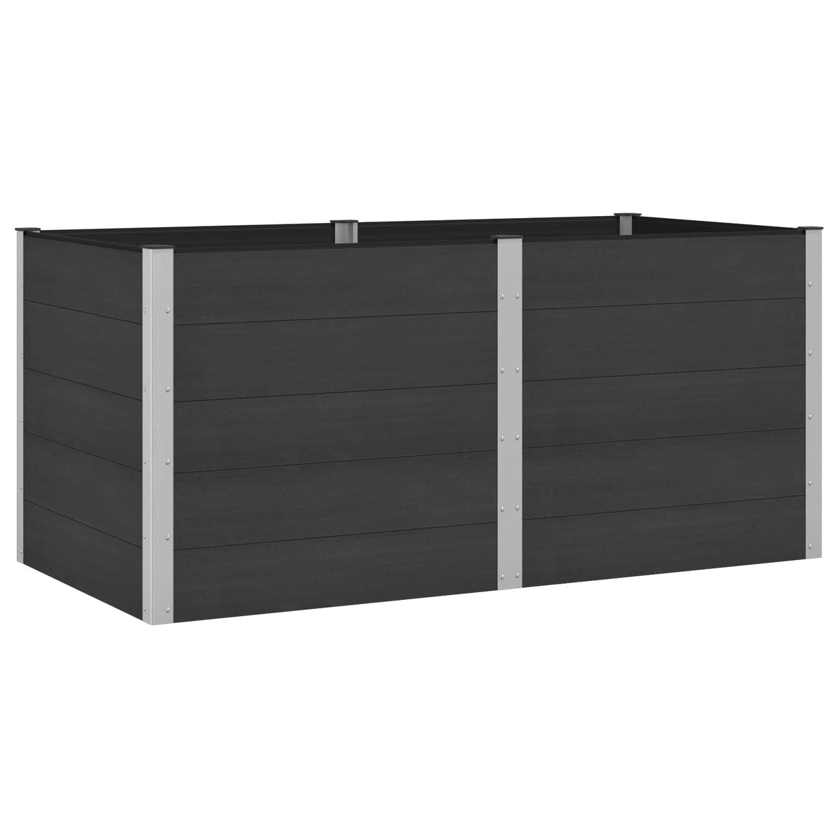 vidaXL Garden Raised Bed Black 200 x 100 x 91 cm WPC and Aluminium 2