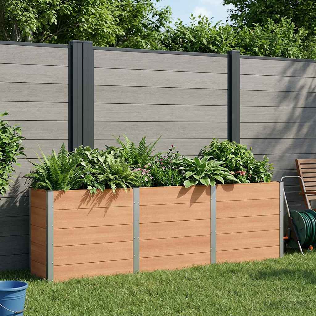 vidaXL Garden Raised Bed Brown 300 x 50 x 91 cm WPC and Aluminium 1