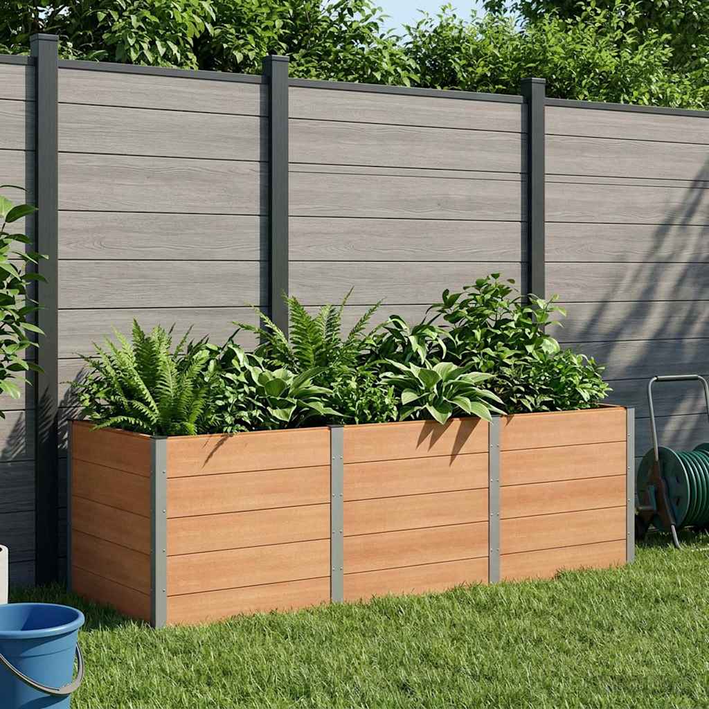 vidaXL Garden Raised Bed Brown 300 x 100 x 91 cm WPC and Aluminium 1