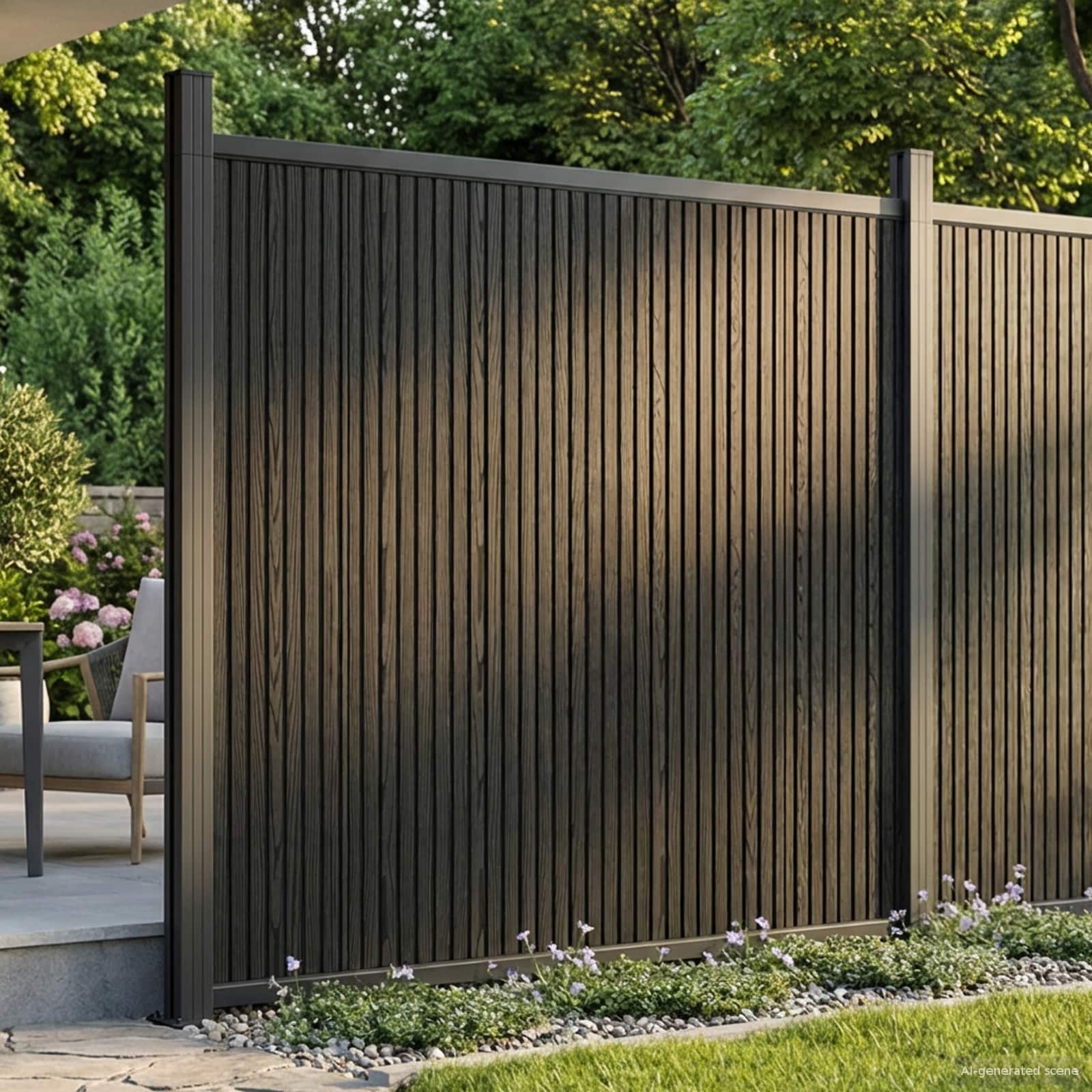 vidaXL Fence Panel WPC and Aluminium Black 1