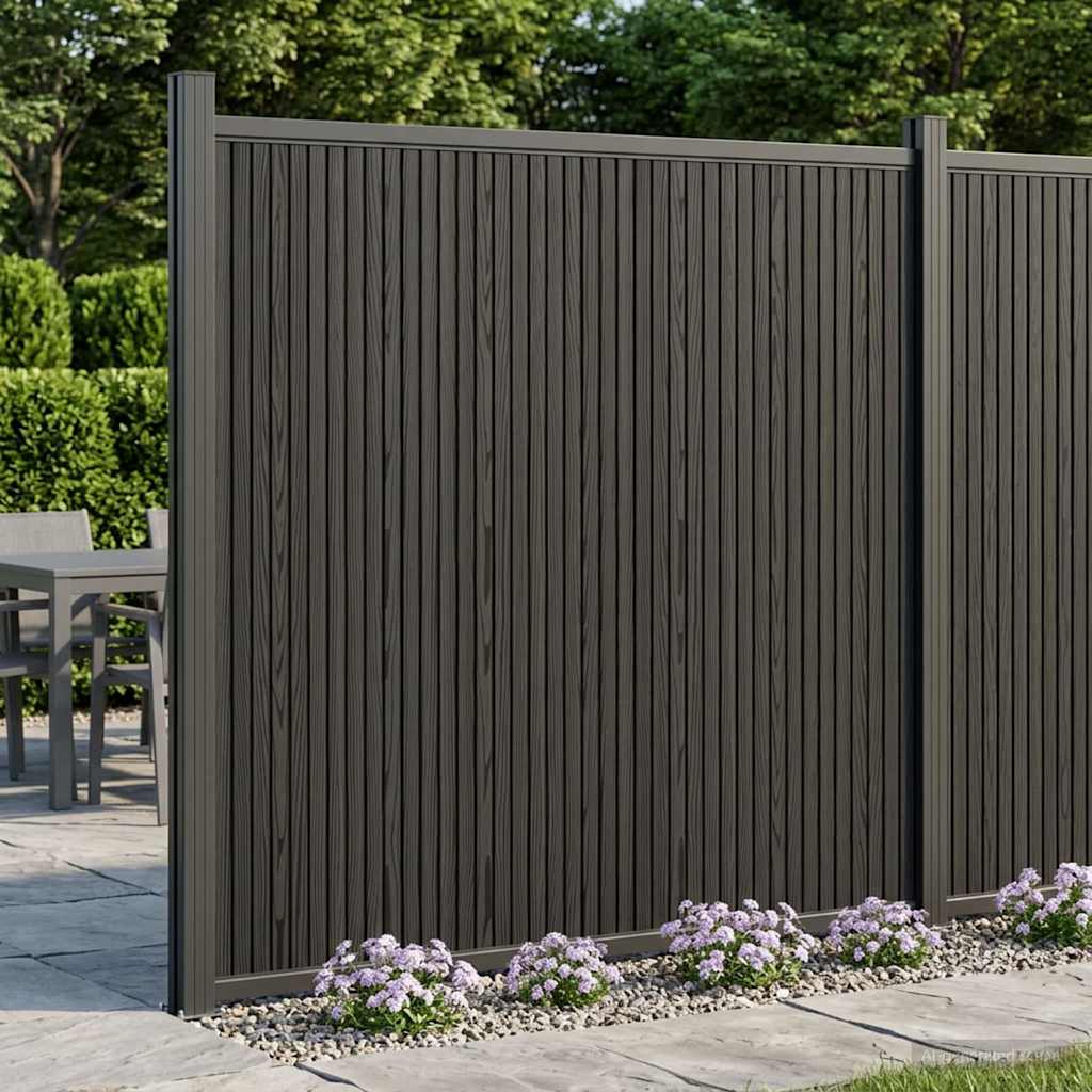 vidaXL Fence Panel WPC and Aluminium Black