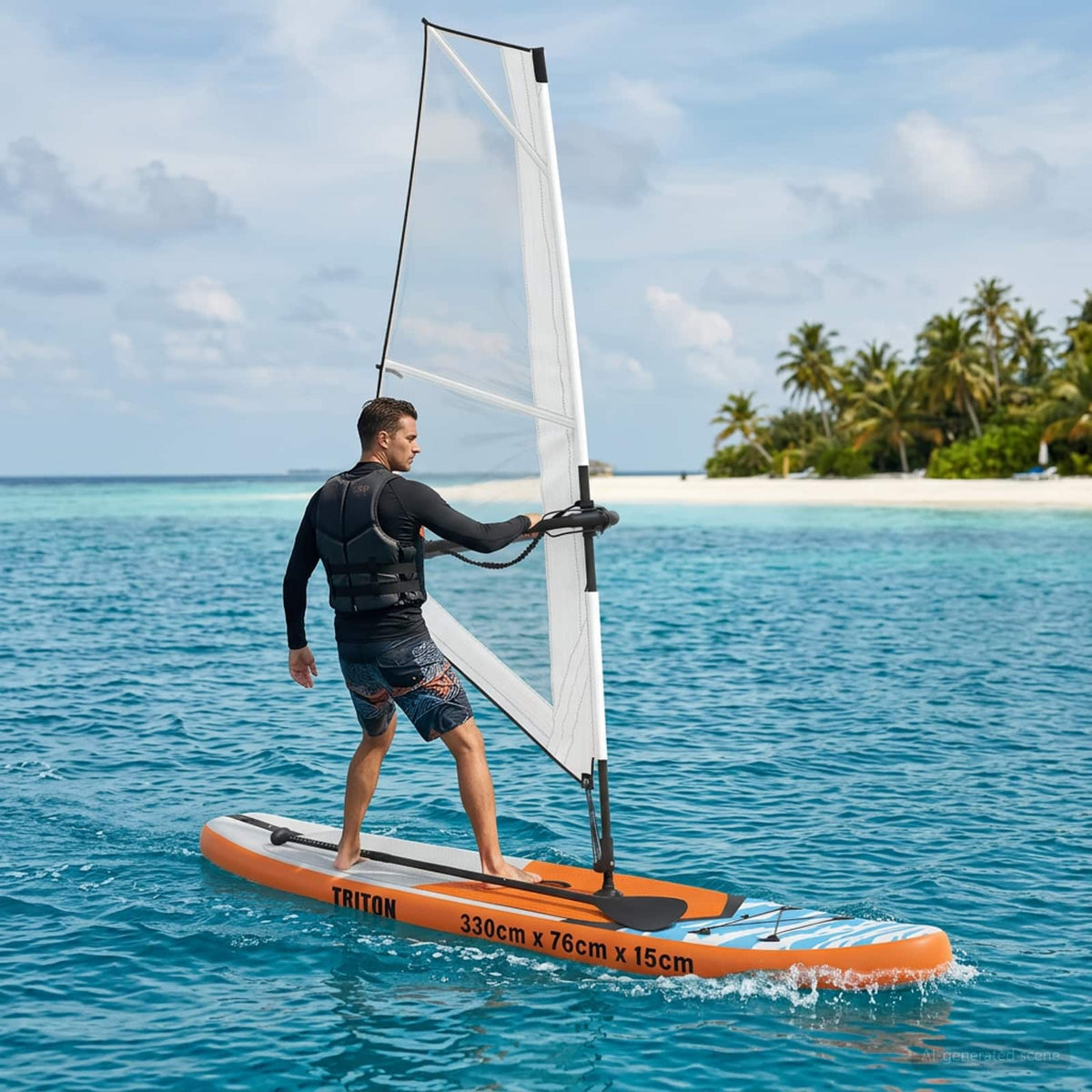 vidaXL Inflatable SUP Board with Sail TRITON 330 x 76 x 15 cm Blue 1