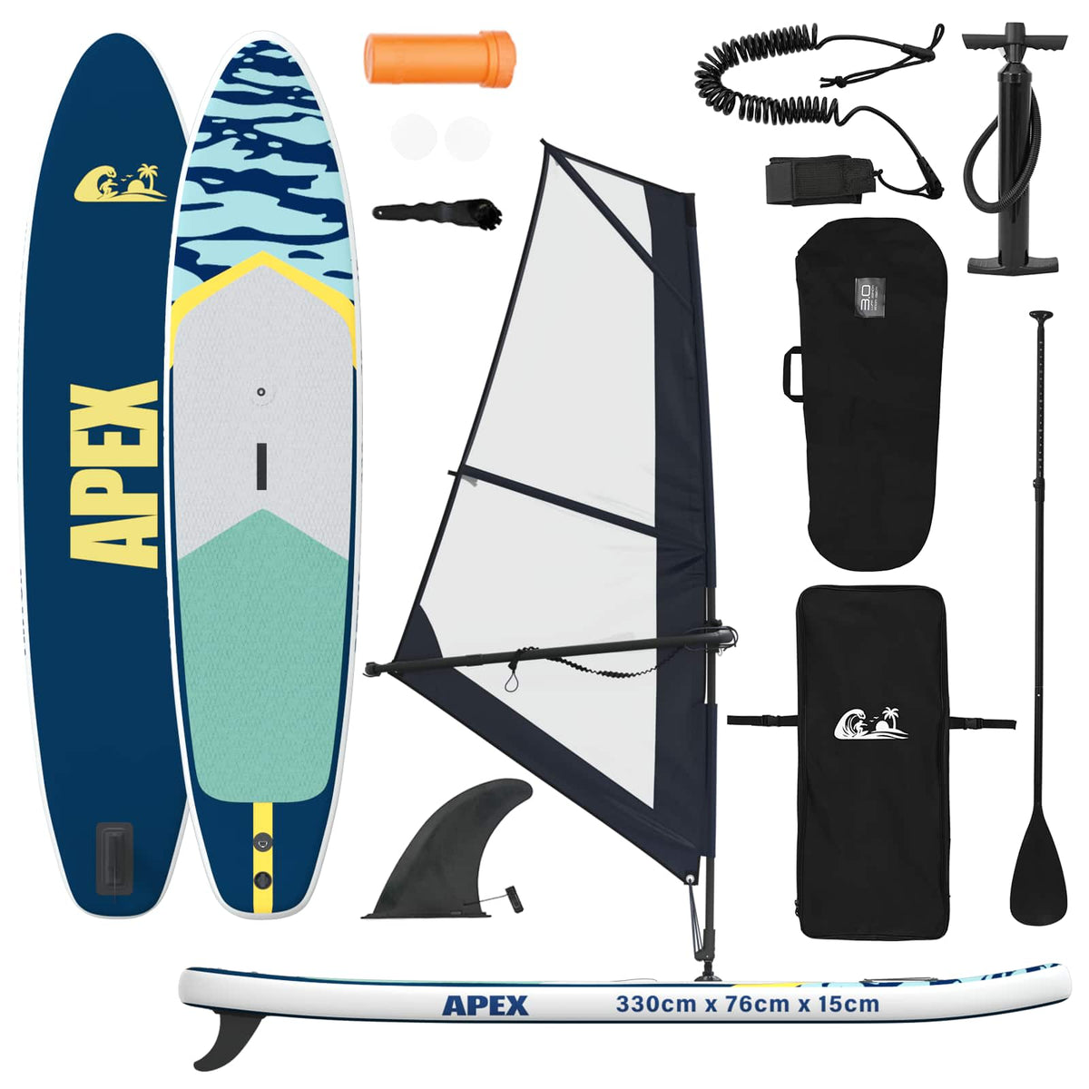 vidaXL Inflatable SUP Board with Sail APEX 330 x 76 x 15 cm Blue 2