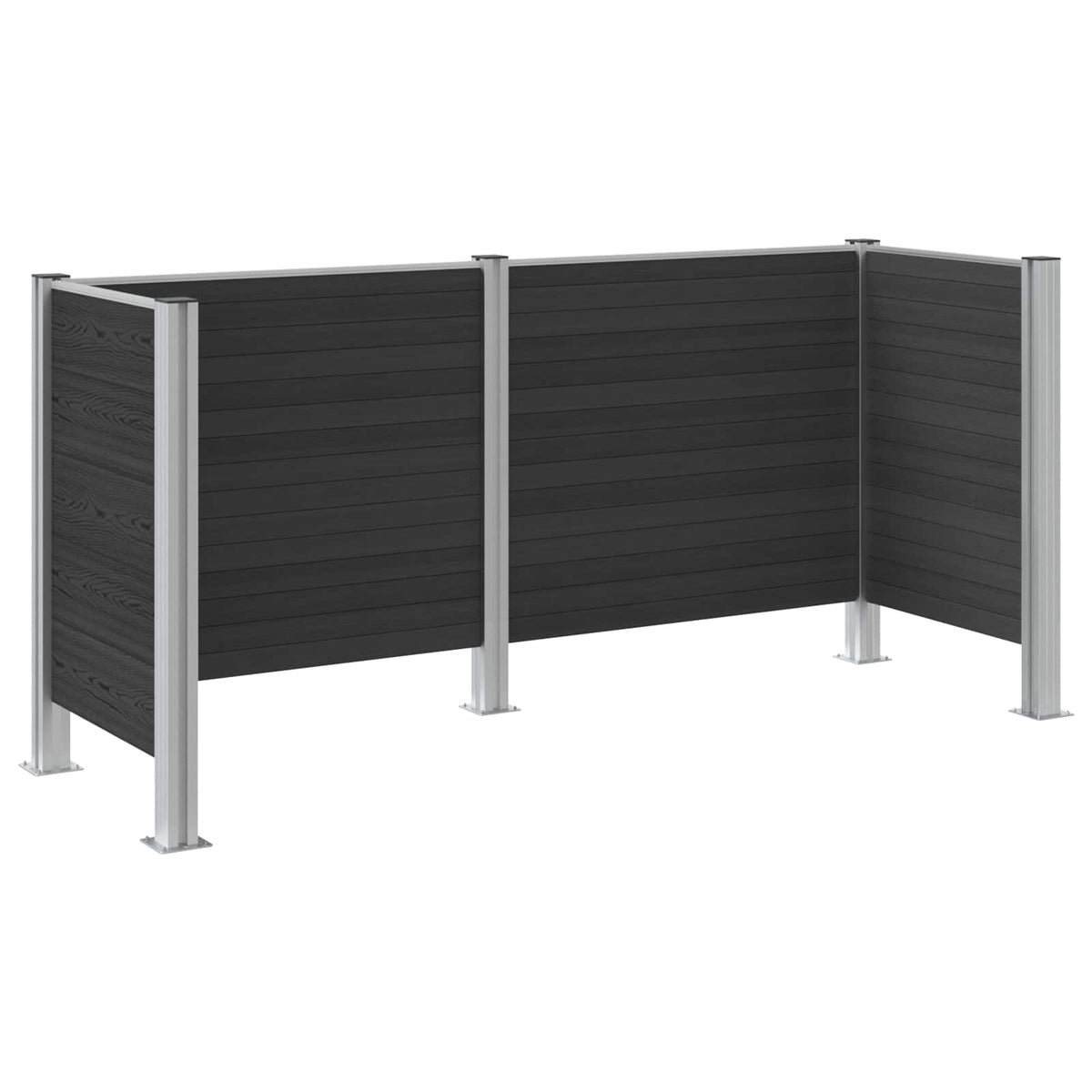 vidaXL Garbage Bin Fence Grey 237 x 85 x 115 cm Aluminium and WPC 6