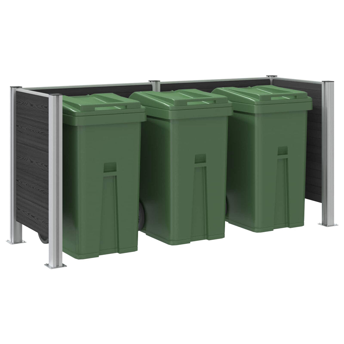 vidaXL Garbage Bin Fence Grey 237 x 85 x 115 cm Aluminium and WPC 3