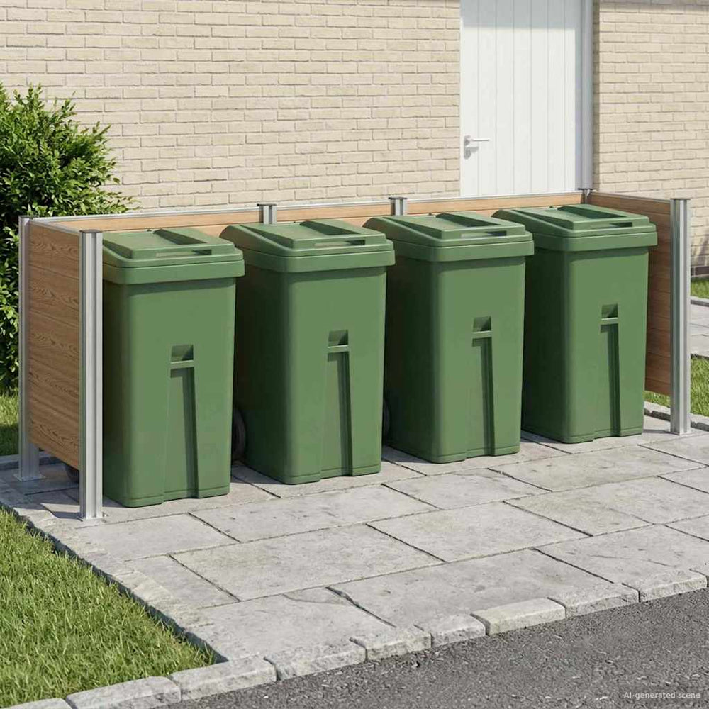 vidaXL Garbage Bin Fence Brown 315 x 85 x 115 cm Aluminium and WPC