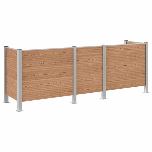vidaXL Garbage Bin Fence Brown 315 x 85 x 115 cm Aluminium and WPC 2