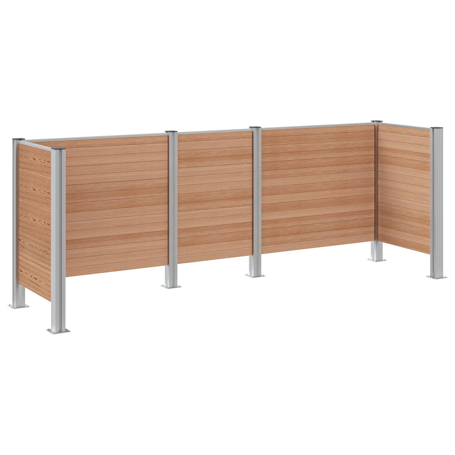 vidaXL Garbage Bin Fence Brown 315 x 85 x 115 cm Aluminium and WPC 6