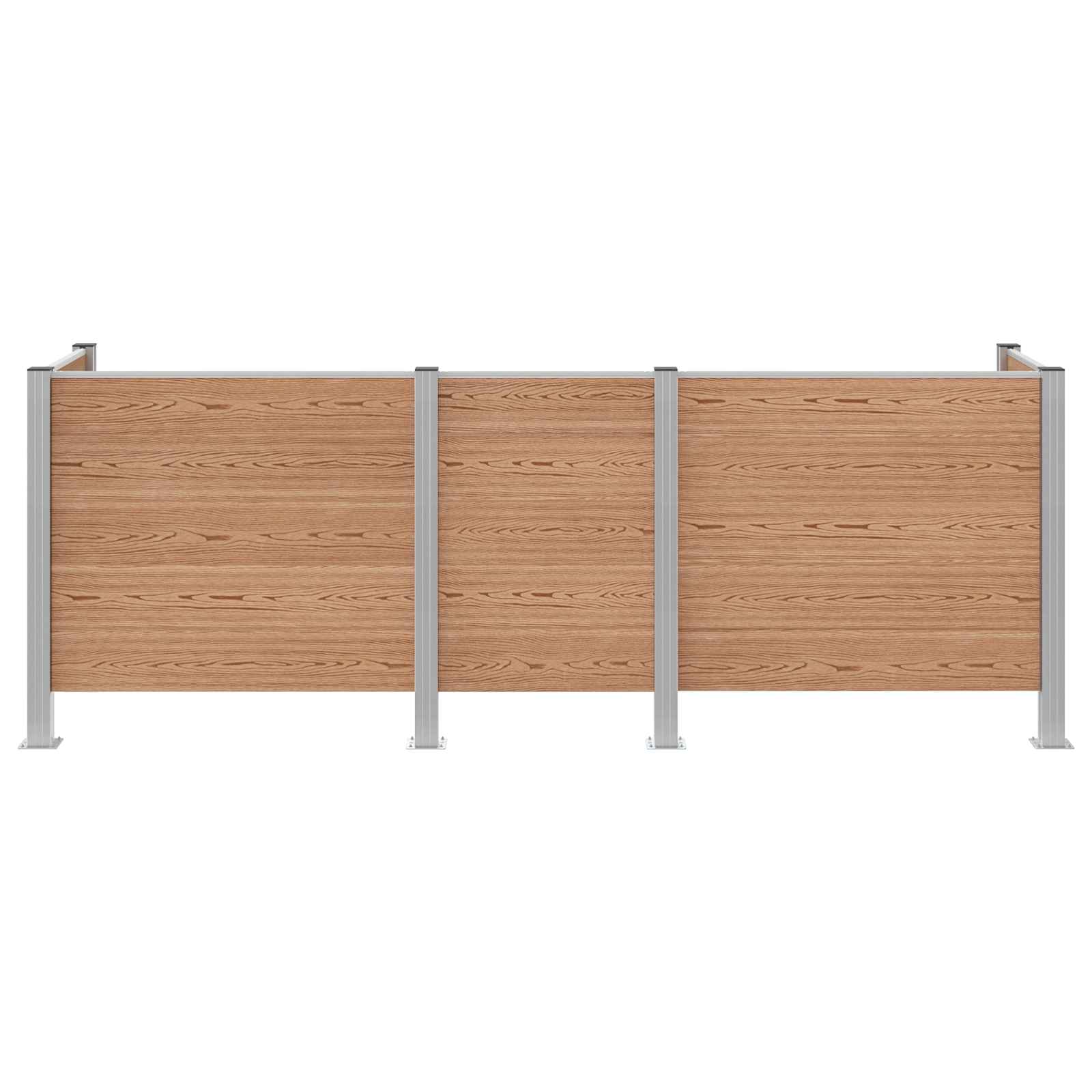 vidaXL Garbage Bin Fence Brown 315 x 85 x 115 cm Aluminium and WPC 4