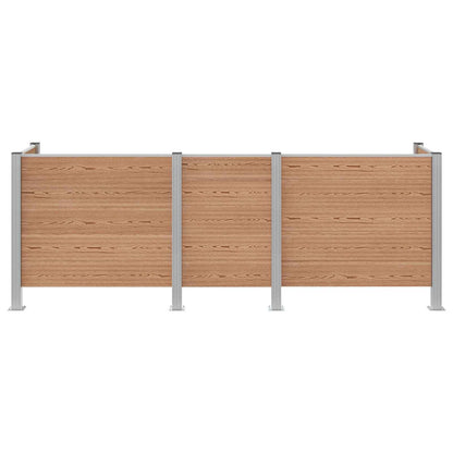 vidaXL Garbage Bin Fence Brown 315 x 85 x 115 cm Aluminium and WPC 4