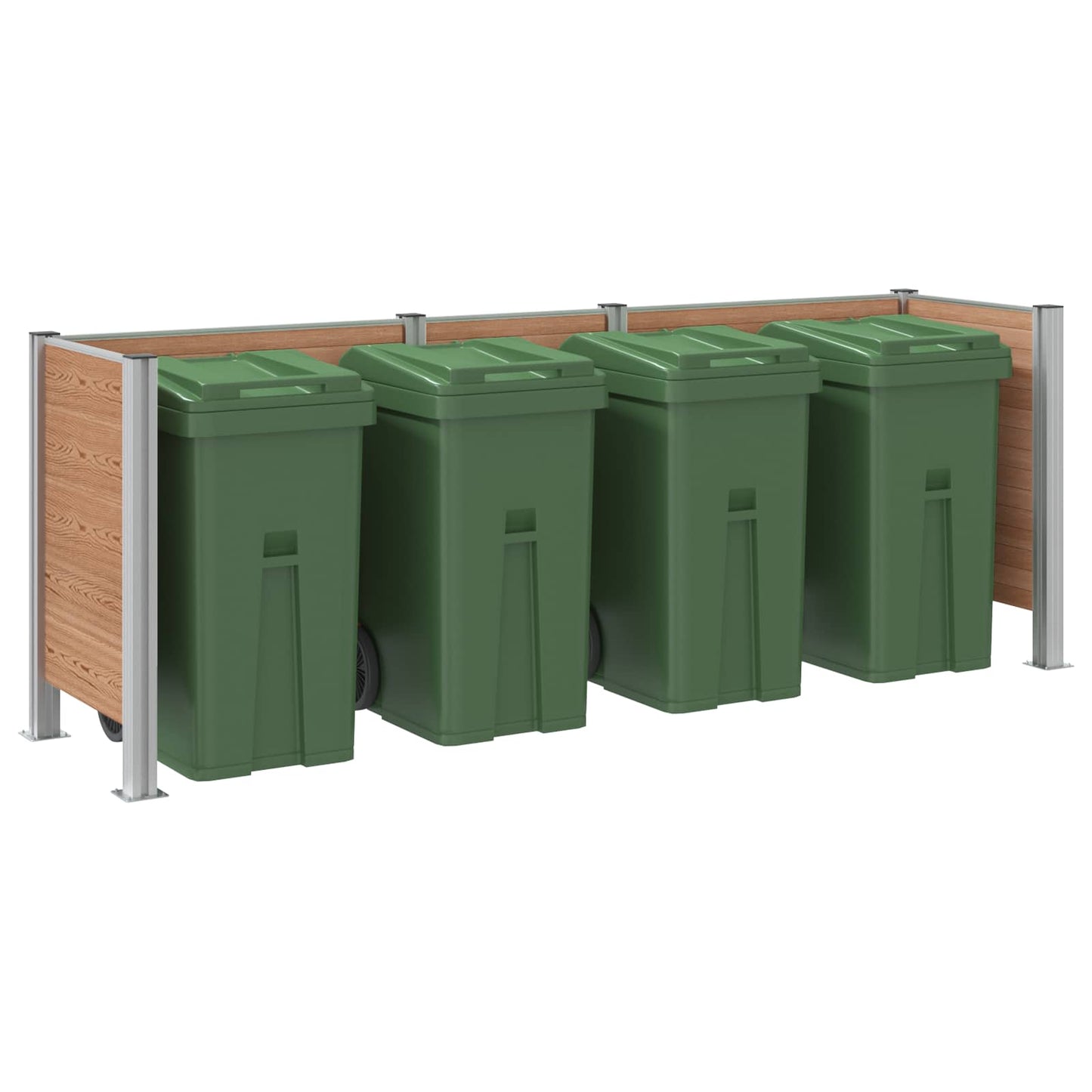 vidaXL Garbage Bin Fence Brown 315 x 85 x 115 cm Aluminium and WPC 3
