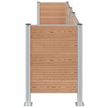 vidaXL Garbage Bin Fence Brown 315 x 85 x 115 cm Aluminium and WPC 5
