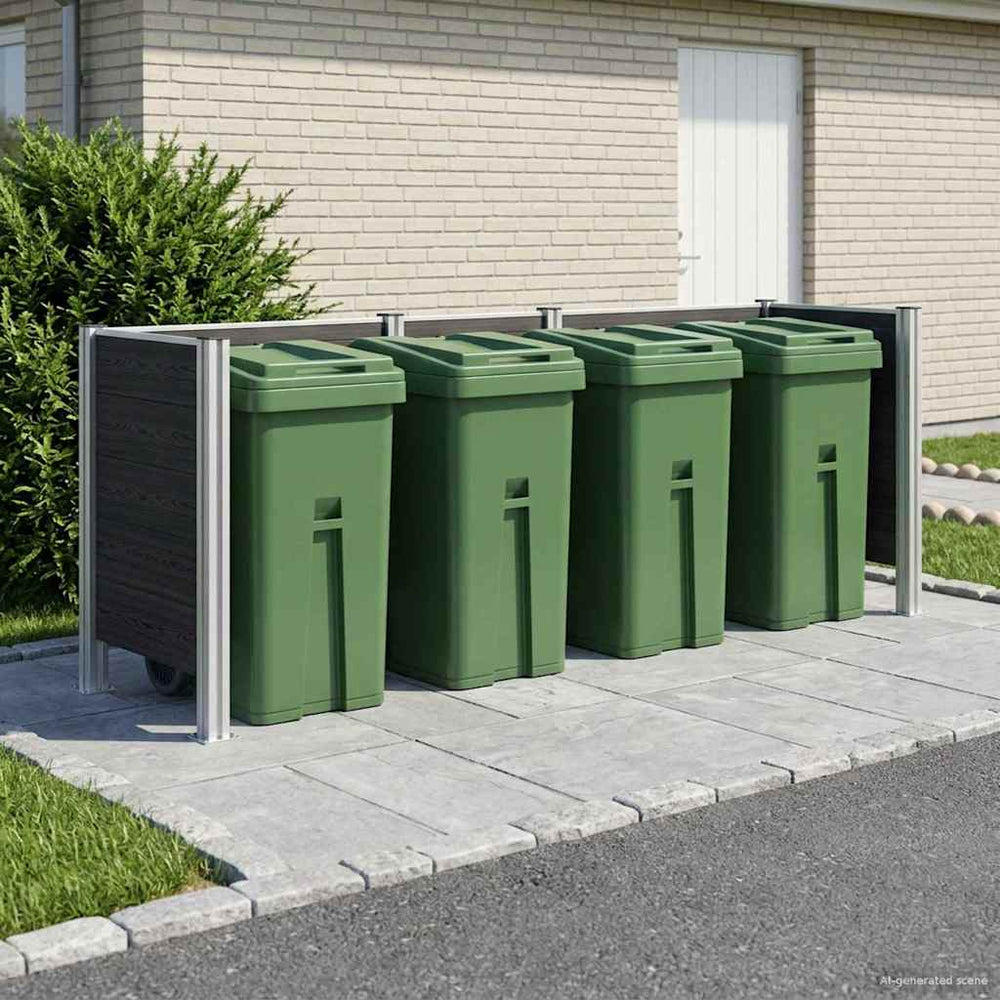 vidaXL Garbage Bin Fence Grey 315 x 85 x 115 cm Aluminium and WPC
