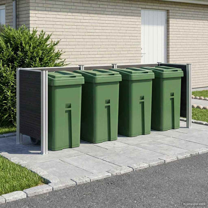 vidaXL Garbage Bin Fence Grey 315 x 85 x 115 cm Aluminium and WPC 1