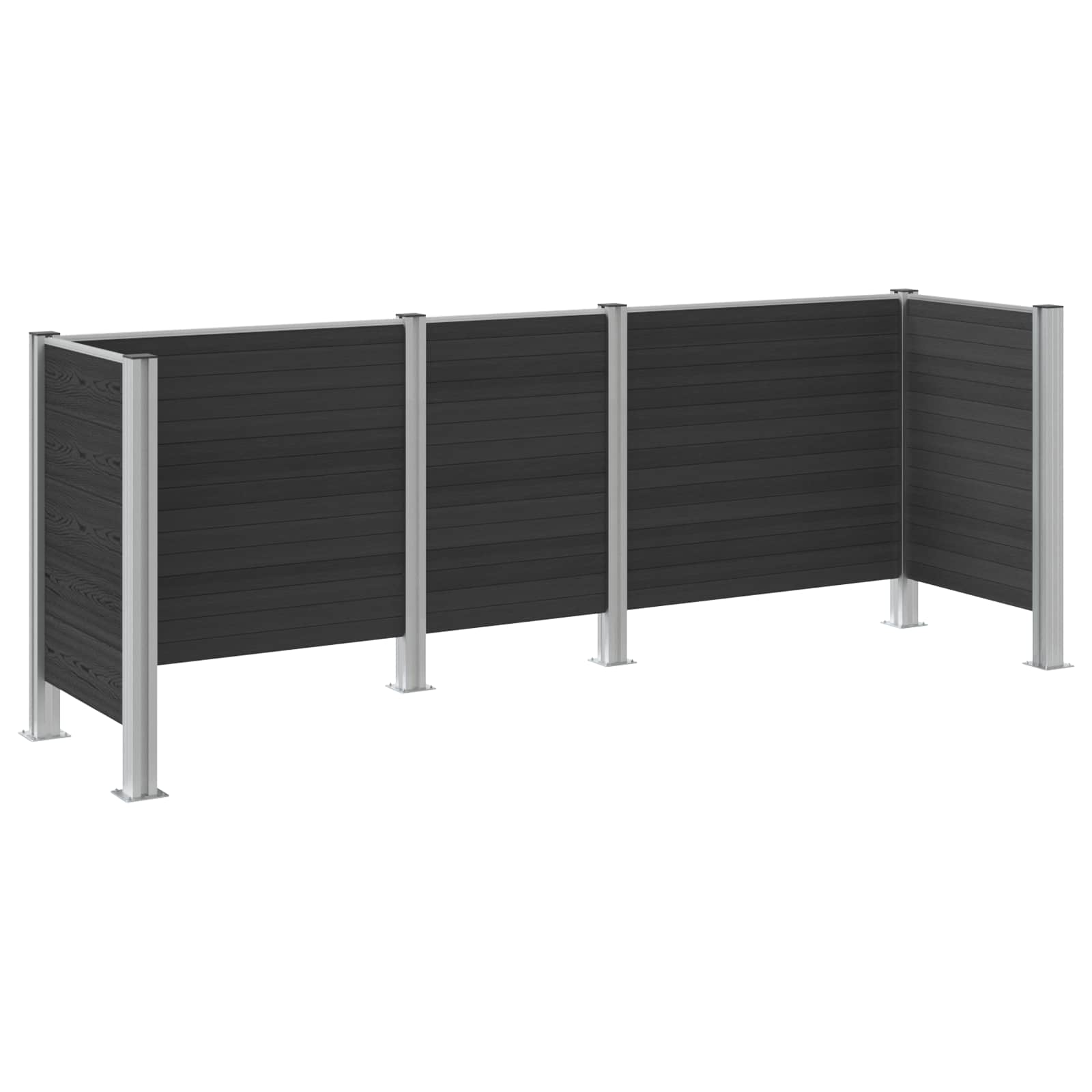 vidaXL Garbage Bin Fence Grey 315 x 85 x 115 cm Aluminium and WPC 6