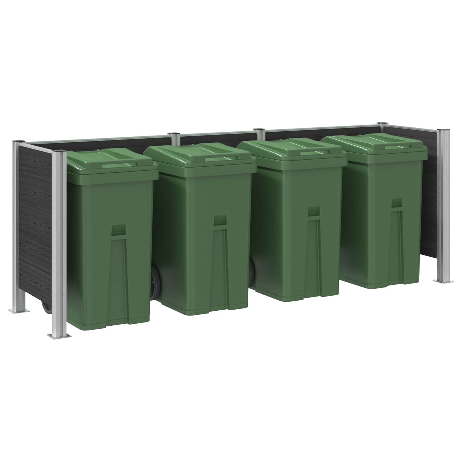 vidaXL Garbage Bin Fence Grey 315 x 85 x 115 cm Aluminium and WPC 3