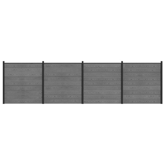 vidaXL Fence Set 699 x 186 cm WPC and Aluminium Grey 2