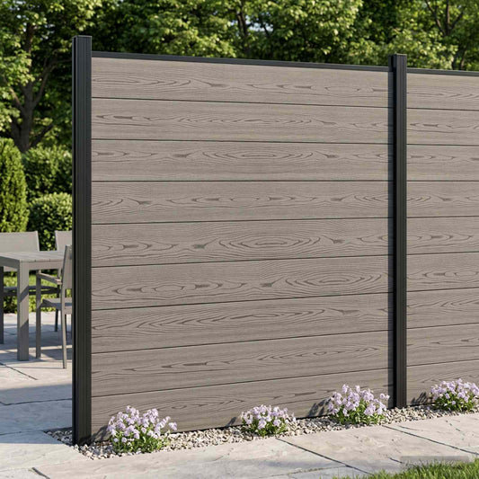 vidaXL Fence Set 7 pcs 1218 x 186 cm WPC and Aluminium Grey 1