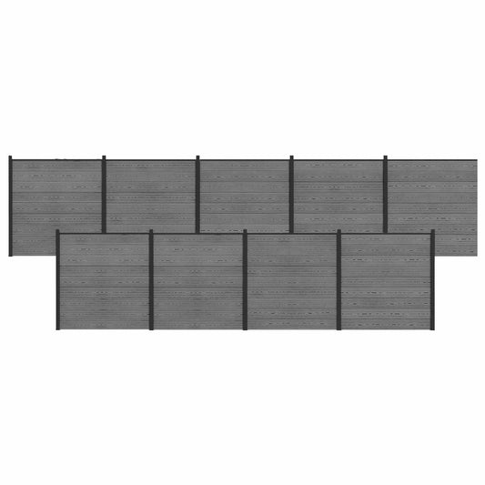 vidaXL Fence Set 1564 x 186 cm WPC and Aluminium Grey 2