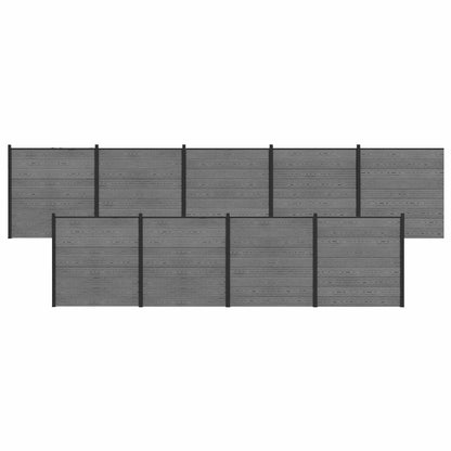 Garden Fence WPC 1045x186 cm Grey 5 sections (dark grey post)–10 sections 9 sections (dark grey post)