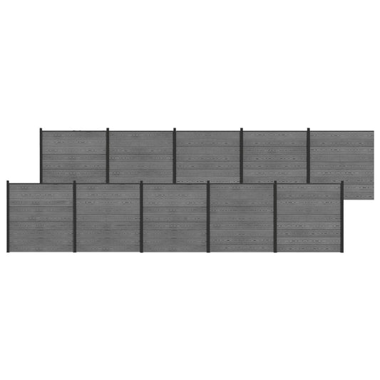 vidaXL Fence Set 1737 x 186 cm WPC and Aluminium Grey 2