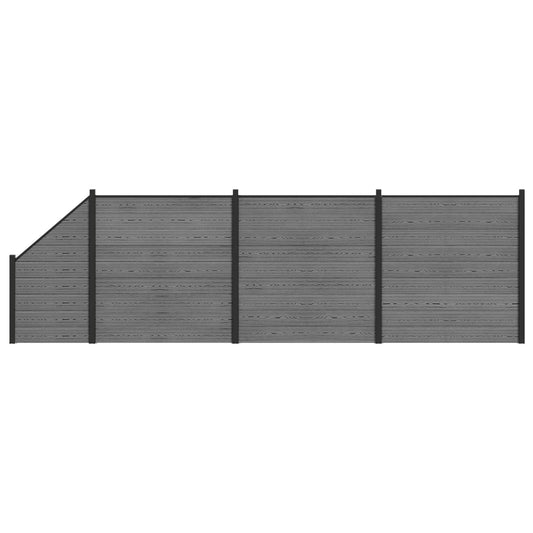 vidaXL Fence Set 619 x 186 cm WPC and Aluminium Grey 2