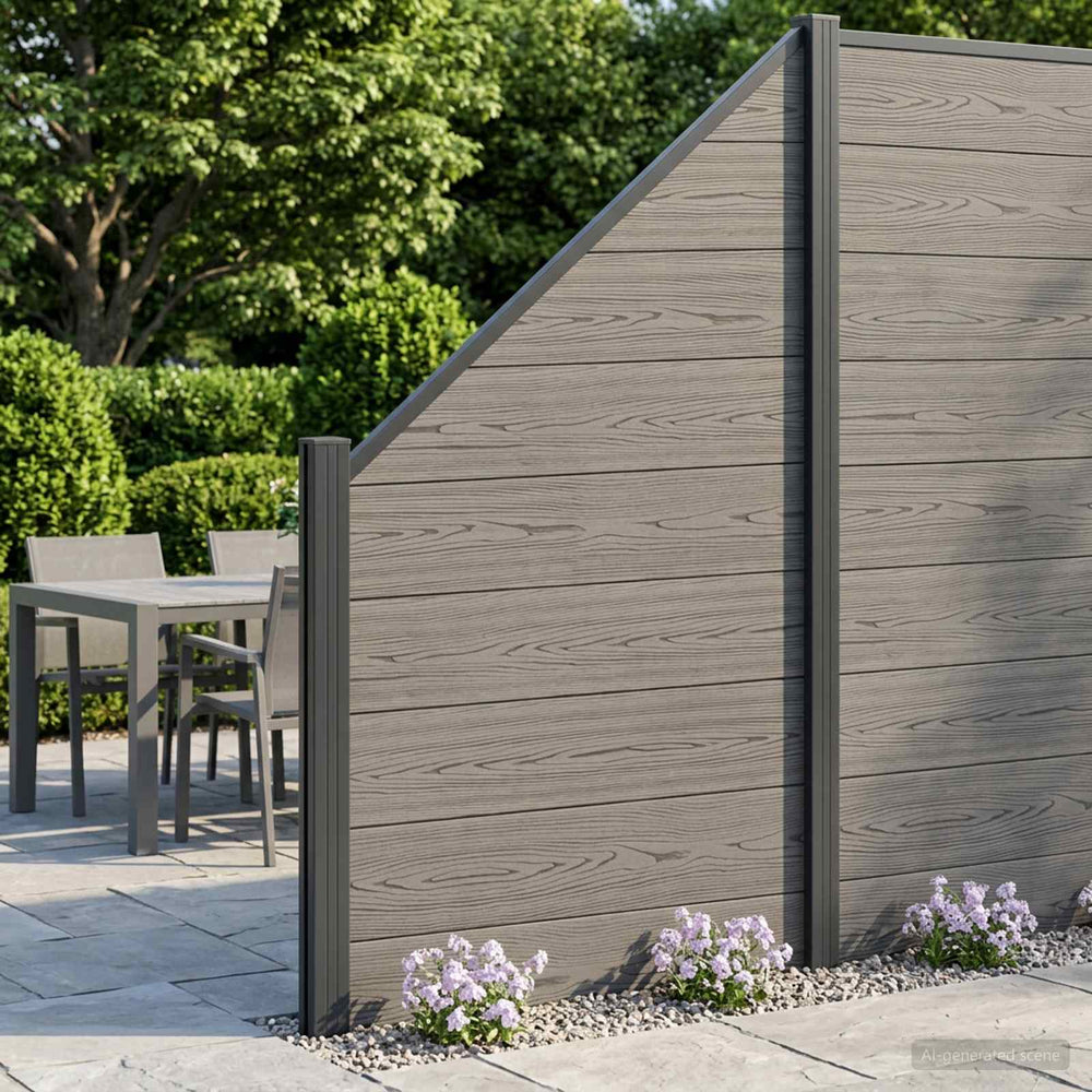 vidaXL Fence Set 10 pcs 1657 x 186 cm WPC and Aluminium Grey