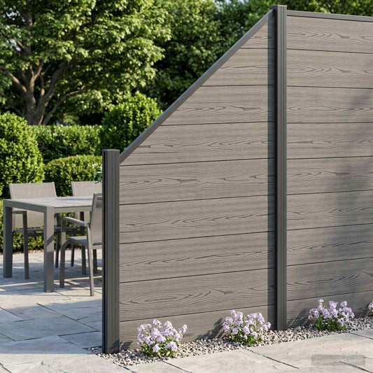vidaXL Fence Set 10 pcs 1657 x 186 cm WPC and Aluminium Grey 1