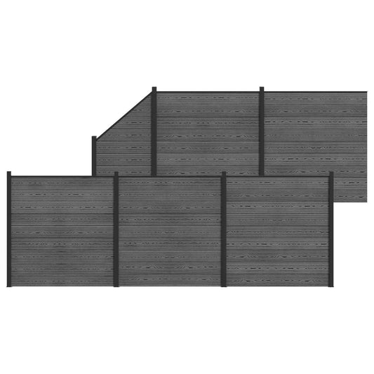 vidaXL Fence Set 6 pcs 965 x 186 cm WPC and Aluminium Grey 2