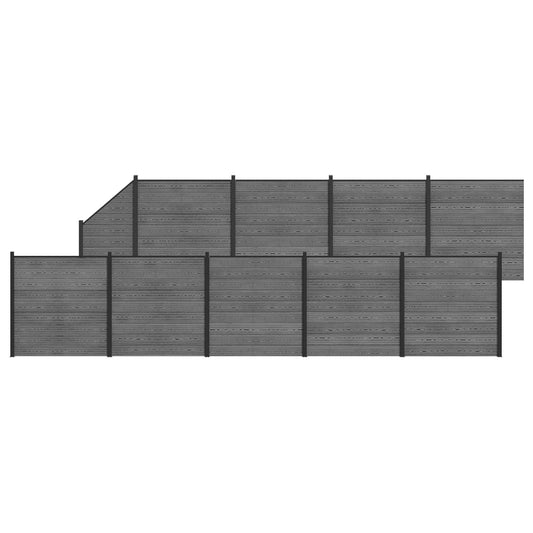 vidaXL Fence Set 10 pcs 1657 x 186 cm WPC and Aluminium Grey 2