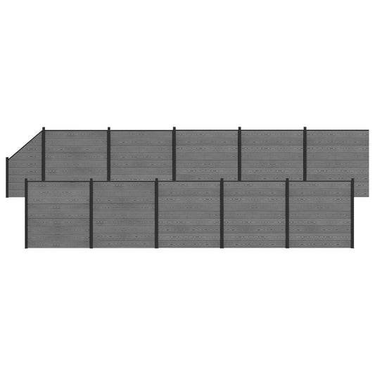 vidaXL Fence Set 1830 x 186 cm WPC and Aluminium Grey 2