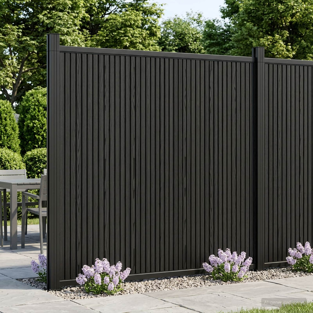 vidaXL Fence Panel 3 pcs 530 x 186.5 cm WPC and Aluminium Black
