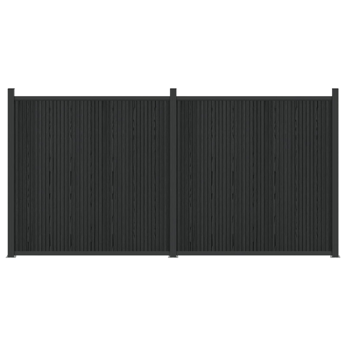 vidaXL Fence Panel 2 pcs 355 x 186.5 cm WPC and Aluminium Black 2