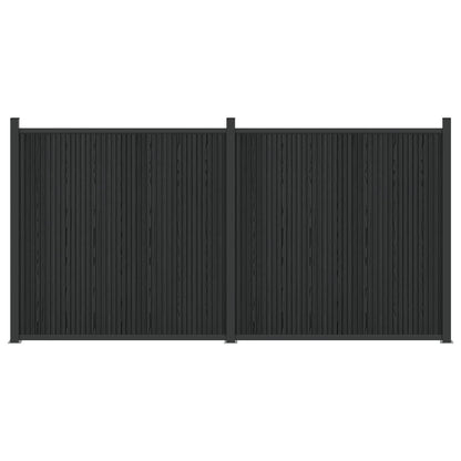 vidaXL Fence Panel 2 pcs 355 x 186.5 cm WPC and Aluminium Black 2