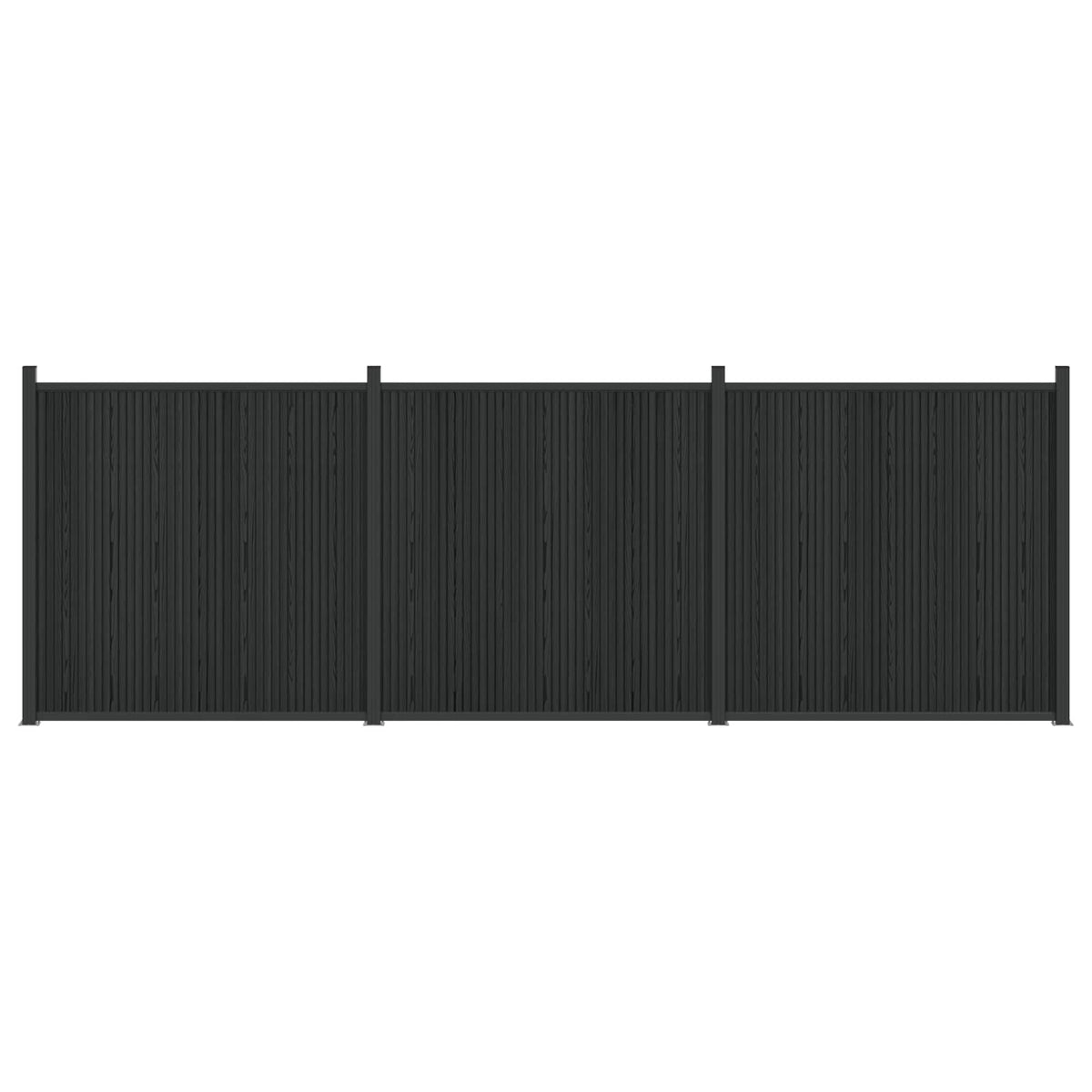 vidaXL Fence Panel 3 pcs 530 x 186.5 cm WPC and Aluminium Black 2