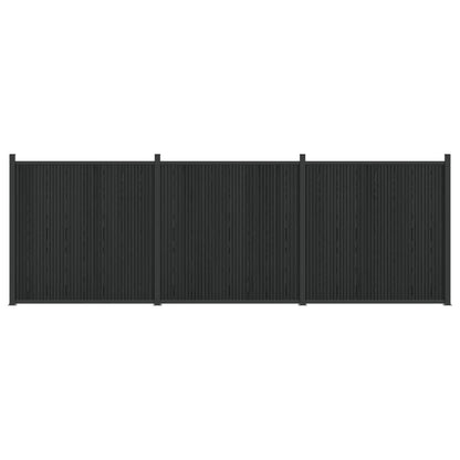 vidaXL Fence Panel 3 pcs 530 x 186.5 cm WPC and Aluminium Black 2