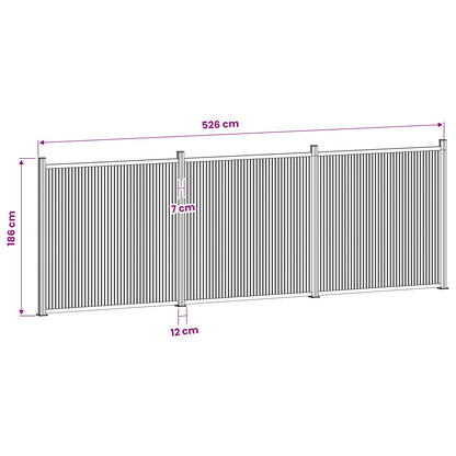 vidaXL Fence Panel 3 pcs 530 x 186.5 cm WPC and Aluminium Black 6