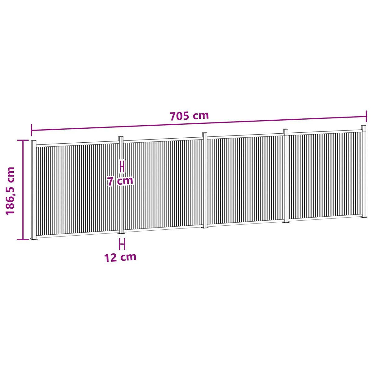 vidaXL Fence Panel 4 pcs 705 x 186.5 cm WPC and Aluminium Black 6