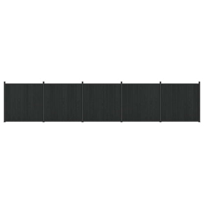 Fence Panel WPC and Aluminium Black 872 x 186 cm