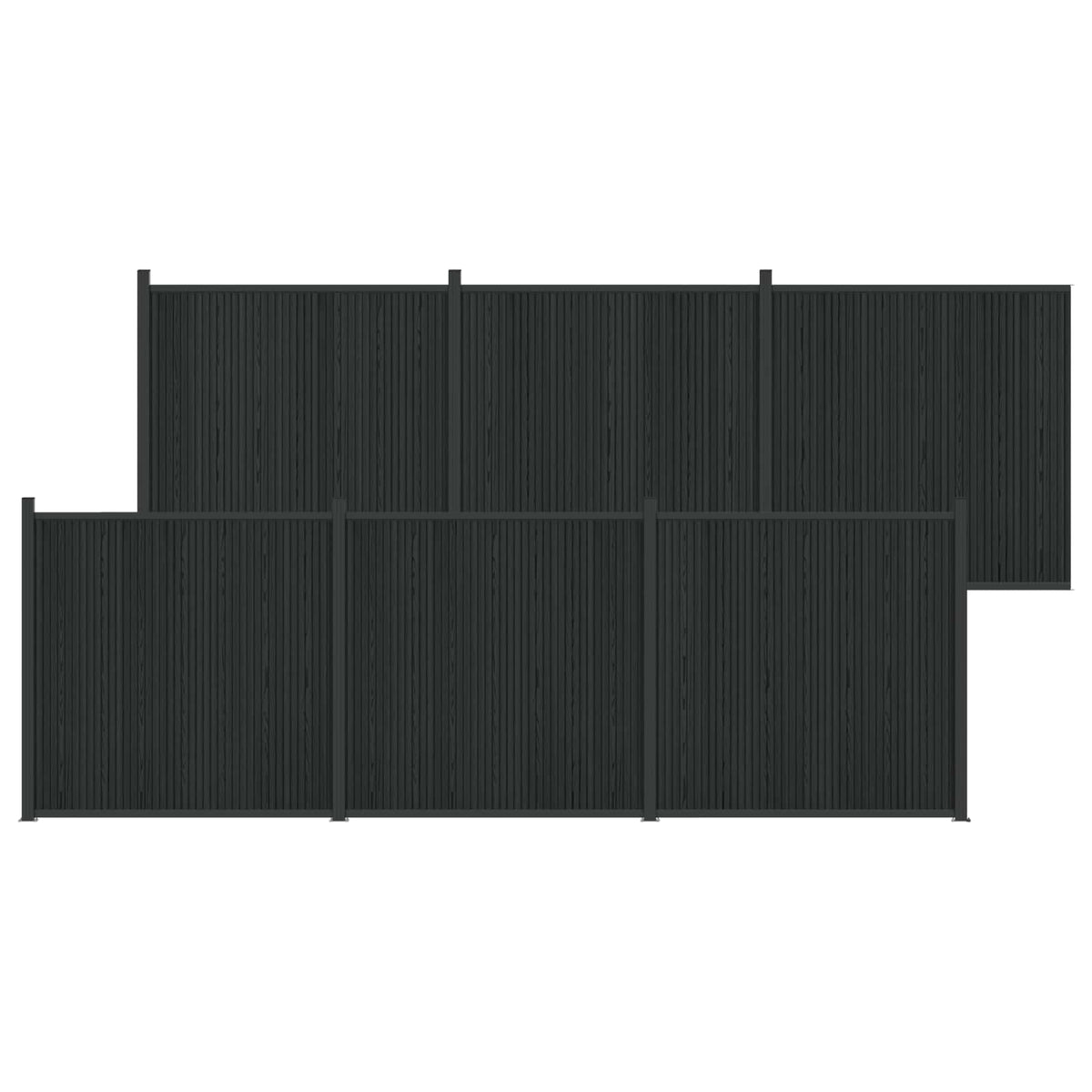 Fence Panel WPC and Aluminium Black 1045 x 186 cm